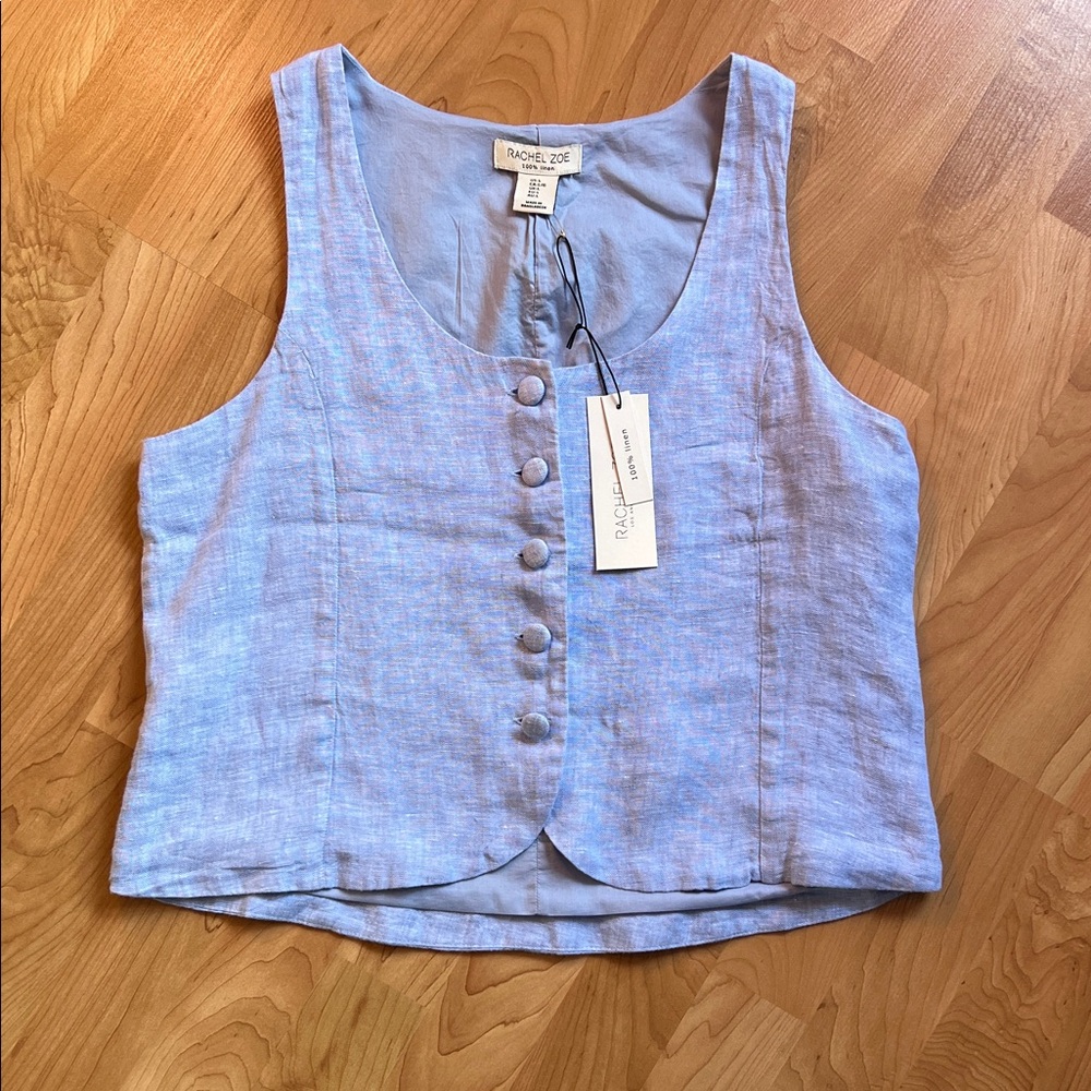 NWT 100% linen vest Rachel Zoe